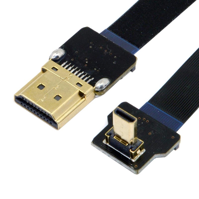 JSER CYFPV 90 Degree Up Angled FPV Micro HDMI Male to HDMI Male Flat Cable 50cm Compatible for FPV HDTV Multicopter Aerial Photography Support 1080p 60hz - Image 1